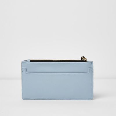 Blue colour block print purse